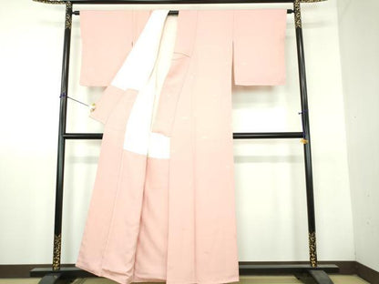 平和屋着物●上質な色無地　作家物　孝好み　舞桜地紋　洗柿色　正絹　逸品　未使用　DABH9731ps