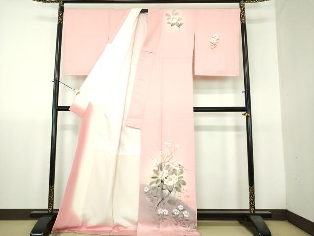平和屋着物●訪問着　手描き　枝花文　暈し染め　ロング丈　正絹　逸品　DABH9735ps