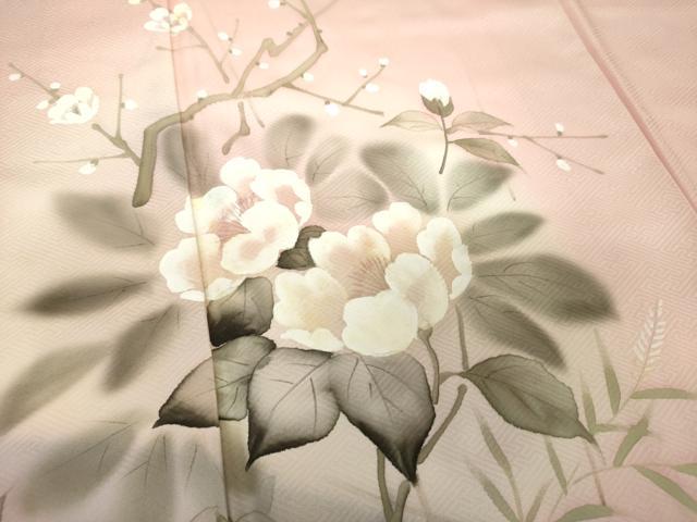 平和屋着物●訪問着　手描き　枝花文　暈し染め　ロング丈　正絹　逸品　DABH9735ps