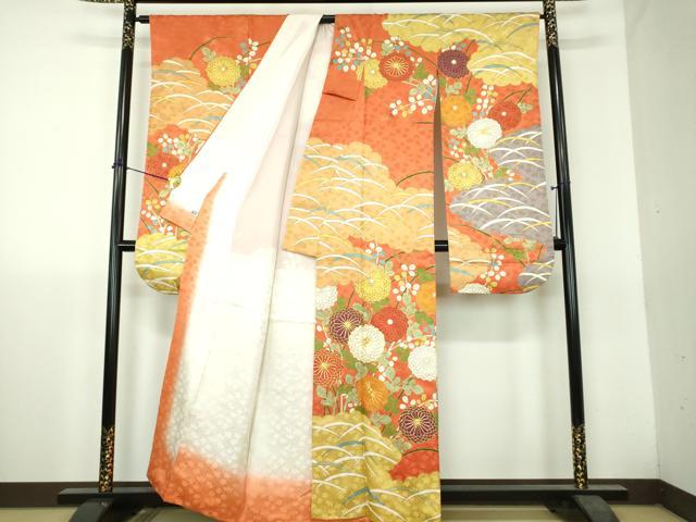 平和屋着物●豪華振袖　駒刺繍　雲取り花文　金彩　高島屋扱い　正絹　逸品　DABH9739ps