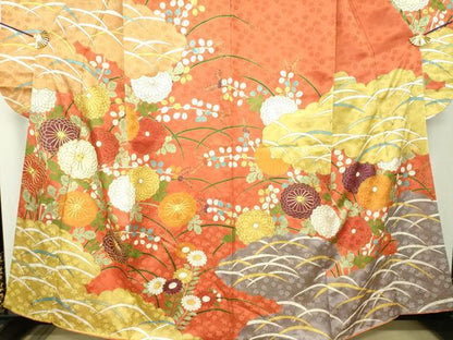平和屋着物●豪華振袖　駒刺繍　雲取り花文　金彩　高島屋扱い　正絹　逸品　DABH9739ps