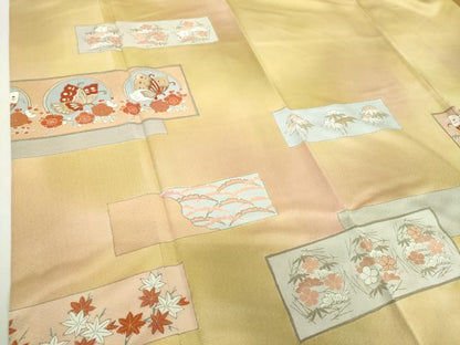 平和屋着物●訪問着　刺繍　舞蝶花文　暈し染め　金彩　正絹　逸品　未使用　DABH9742ps