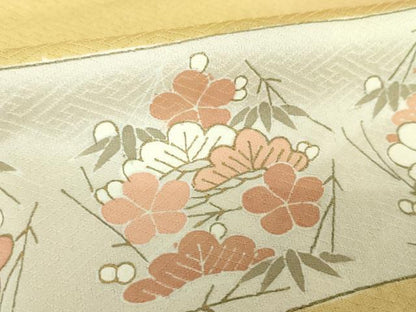 平和屋着物●訪問着　刺繍　舞蝶花文　暈し染め　金彩　正絹　逸品　未使用　DABH9742ps