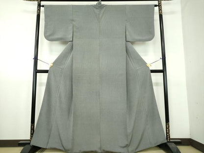平和屋着物●江戸小紋　万筋　黒色×灰色　正絹　逸品　DABH9744ps