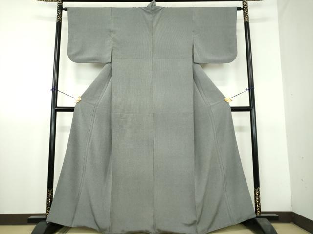 平和屋着物●江戸小紋　万筋　黒色×灰色　正絹　逸品　DABH9744ps