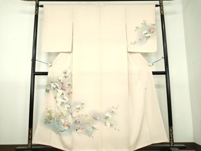 平和屋着物●訪問着　友禅　作家物　鴛鴦枝花文　暈し染め　正絹　逸品　未使用　DABH9746ps