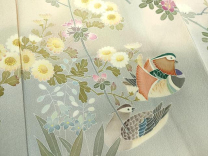平和屋着物●訪問着　友禅　作家物　鴛鴦枝花文　暈し染め　正絹　逸品　未使用　DABH9746ps