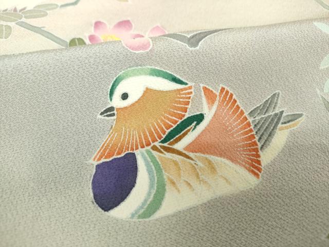 平和屋着物●訪問着　友禅　作家物　鴛鴦枝花文　暈し染め　正絹　逸品　未使用　DABH9746ps