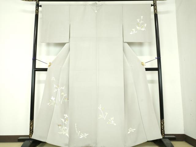 平和屋着物●訪問着　駒刺繍　草花文　金彩　正絹　逸品　DABH9752ps