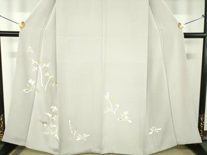 平和屋着物●訪問着　駒刺繍　草花文　金彩　正絹　逸品　DABH9752ps