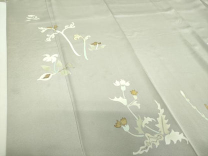 平和屋着物●訪問着　駒刺繍　草花文　金彩　正絹　逸品　DABH9752ps