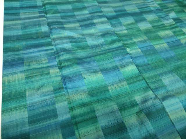 平和屋着物●上質な紬　市松文様　正絹　逸品　DABH9755ps