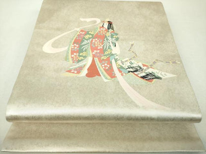 平和屋着物▼太鼓柄袋帯　柳花苑　金銀糸　引箔　正絹　逸品　DABH9765ps