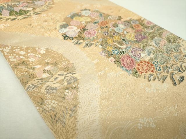 平和屋着物▼六通柄袋帯　唐織　古都乃四季　金糸　正絹　逸品　未使用　DABH9766ps