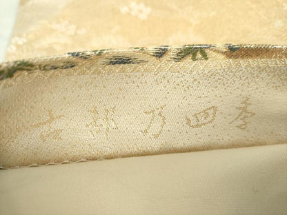 平和屋着物▼六通柄袋帯　唐織　古都乃四季　金糸　正絹　逸品　未使用　DABH9766ps
