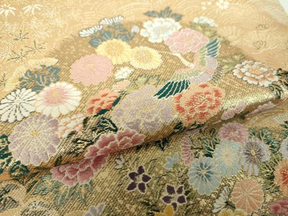平和屋着物▼六通柄袋帯　唐織　古都乃四季　金糸　正絹　逸品　未使用　DABH9766ps