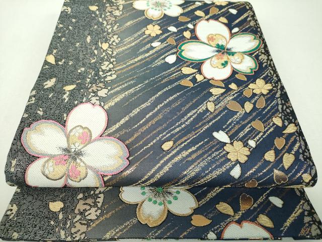 平和屋着物▼六通柄袋帯　舞桜　金銀糸　正絹　逸品　DABH9767ps