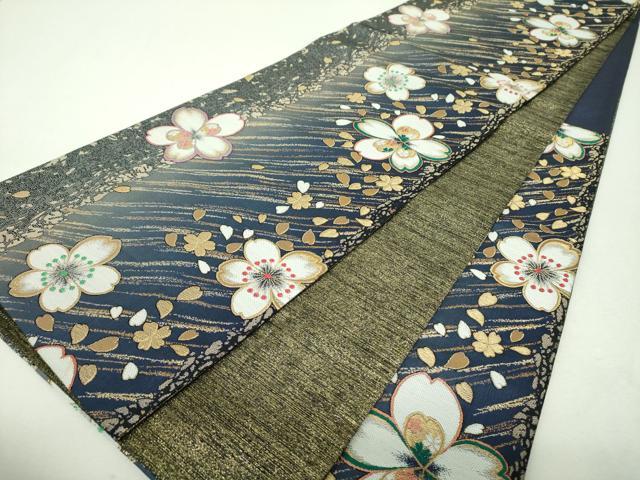 平和屋着物▼六通柄袋帯　舞桜　金銀糸　正絹　逸品　DABH9767ps