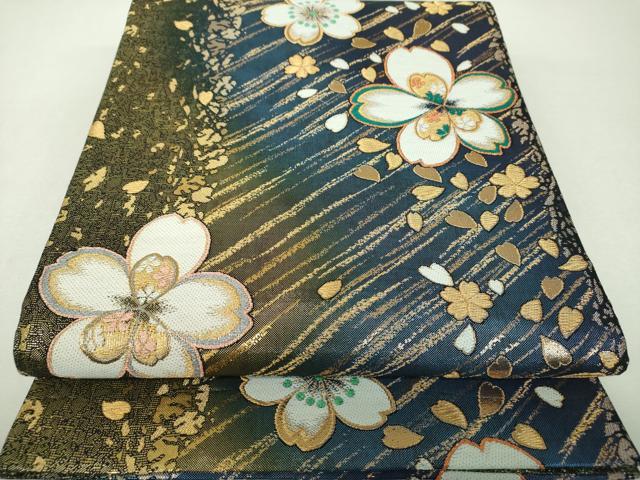 平和屋着物▼六通柄袋帯　舞桜　金糸　正絹　逸品　DABH9771ps