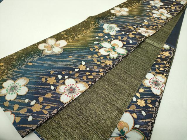 平和屋着物▼六通柄袋帯　舞桜　金糸　正絹　逸品　DABH9771ps
