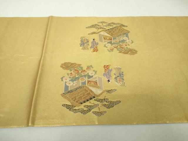 平和屋着物▼太鼓柄袋帯　江戸風俗文　金糸　引箔　正絹　逸品　DABH9785ps