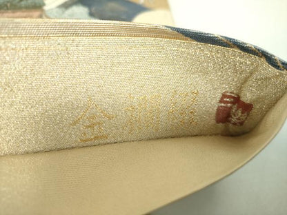 平和屋着物▼全通柄袋帯　作家物　金襴綴　古都洛中洛外　金糸　正絹　逸品　DABH9786ps