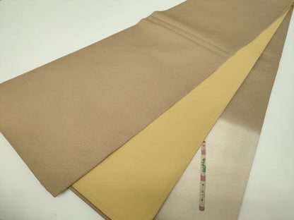 平和屋着物▼太鼓柄袋帯　手描き　能　金彩　銀通し地　正絹　逸品　DABH9800ps