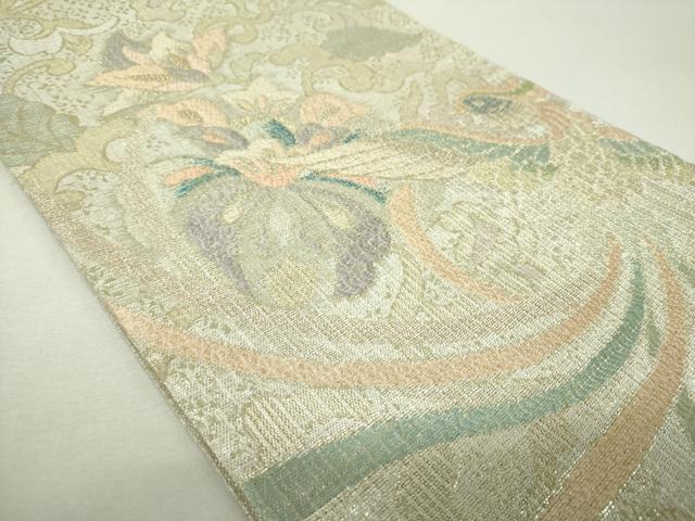 平和屋着物▽西陣　都謹製　六通柄袋帯　スリーシーズン　春夏秋　鳳凰更紗花文　金銀糸　証紙付き　正絹　逸品　未使用　DABH9803ps