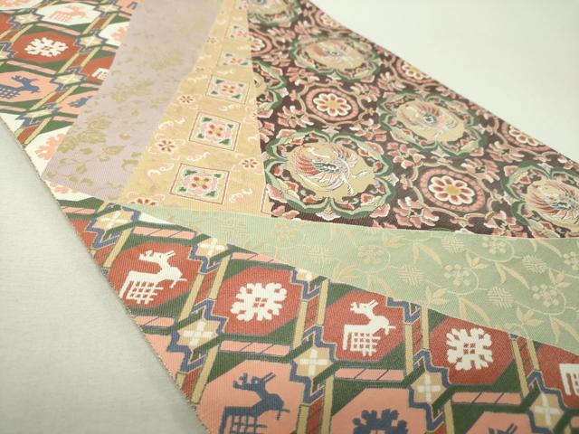 平和屋着物▼六通柄袋帯　紹巴　裂取正倉院　金糸　正絹　逸品　DABH9805ps