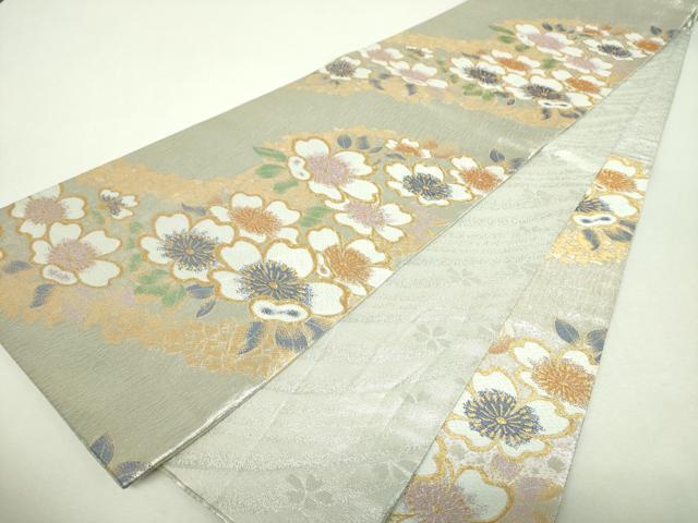 平和屋着物▼佐賀錦　両面　六通柄袋帯　舞桜　金銀糸　正絹　逸品　DABH9814ps