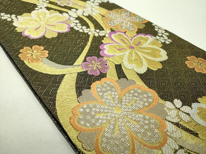 平和屋着物▼六通柄袋帯　舞桜　金銀糸　正絹　逸品　DABH9819ps