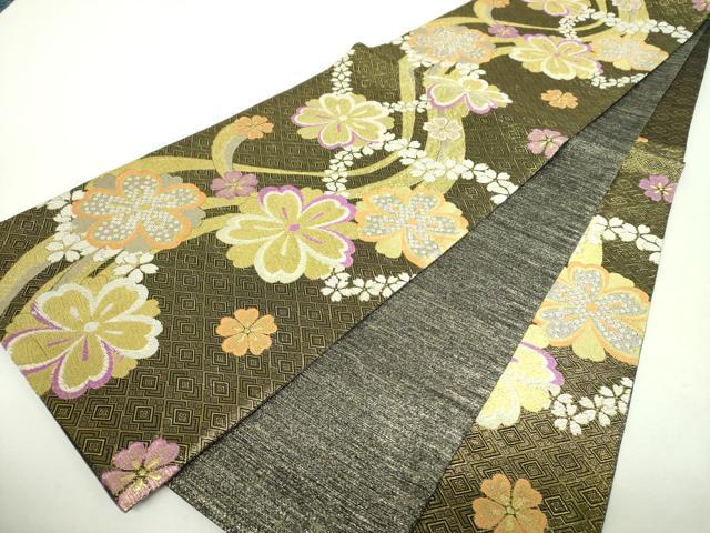 平和屋着物▼六通柄袋帯　舞桜　金銀糸　正絹　逸品　DABH9819ps