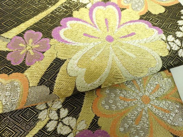 平和屋着物▼六通柄袋帯　舞桜　金銀糸　正絹　逸品　DABH9819ps