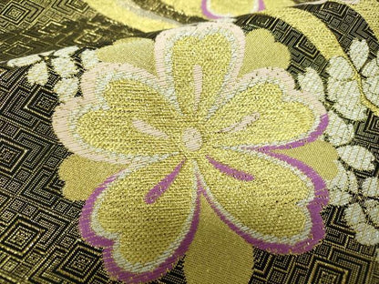 平和屋着物▼六通柄袋帯　舞桜　金銀糸　正絹　逸品　DABH9819ps