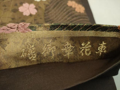 平和屋着物▼六通柄袋帯　唐織　箔錦つづれ　磯御幸花車　金糸　引箔　正絹　逸品　DABH9827ps