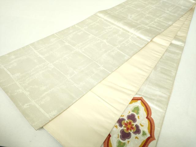 平和屋着物▼中国三大刺繍 総相良刺繍 総刺繍 太鼓柄袋帯 花菱文 金銀糸 正絹 逸品 DABH9837ps