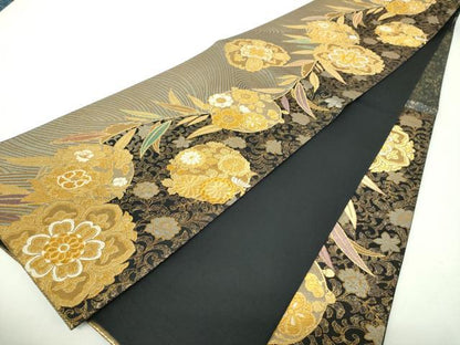 平和屋着物▼六通柄袋帯　正倉院花文　金銀糸　正絹　逸品　DABH9839ps