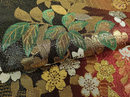 平和屋着物▼六通柄袋帯　舞蝶花文　金銀糸　正絹　逸品　DABH9845ps
