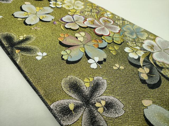 平和屋着物▼六通柄袋帯　舞桜　金銀糸　正絹　逸品　DABH9851ps