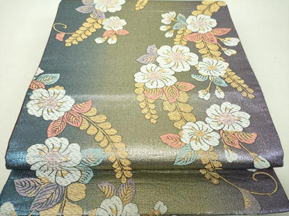 平和屋着物▼六通柄袋帯　辻が花　金糸　正絹　逸品　DABH9852ps