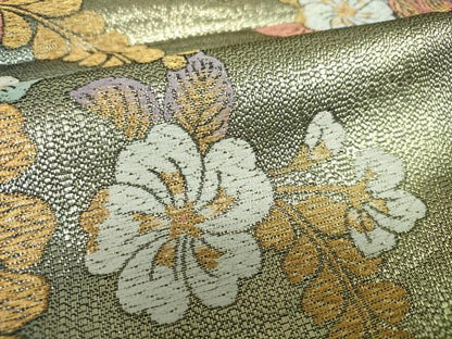 平和屋着物▼六通柄袋帯　辻が花　金糸　正絹　逸品　DABH9852ps