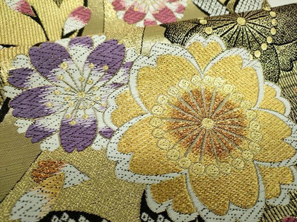平和屋着物▼六通柄袋帯　舞桜　金糸　正絹　逸品　DABH9857ps