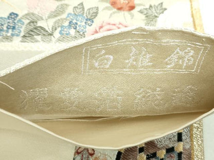平和屋着物▼六通柄袋帯　白雉錦　大原御幸　金銀糸　正絹　逸品　DABH9859ps