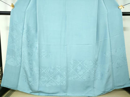 平和屋着物●豪華色留袖　格天井花文　空色　正絹　逸品　未使用　DABH9863ps
