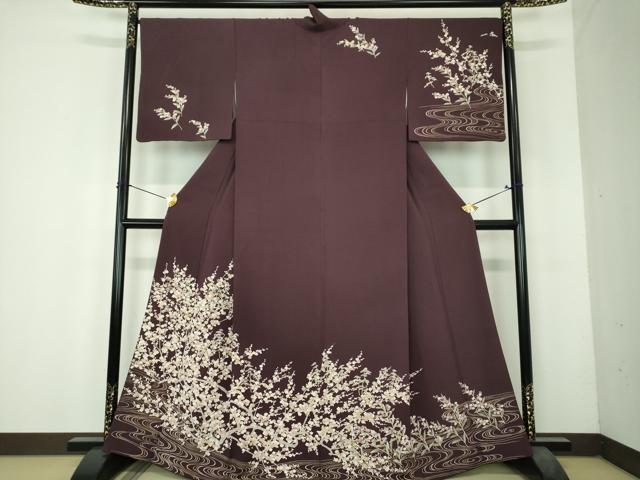 平和屋着物●訪問着　流水梅松文　正絹　逸品　DABH9865ps