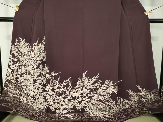 平和屋着物●訪問着　流水梅松文　正絹　逸品　DABH9865ps