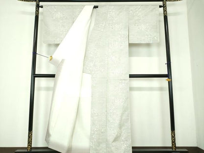平和屋着物●本場大島紬　白大島　9マルキ　120亀甲　几帳花文　正絹　逸品　未使用　DABH9867ps