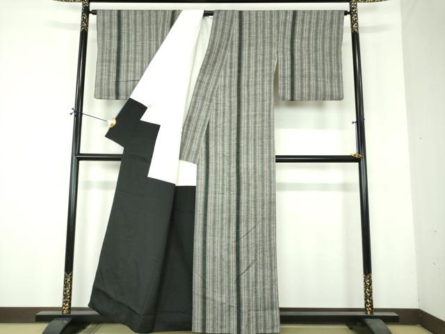 平和屋着物●結城紬　80亀甲　間道　正絹　逸品　DABH9868ps