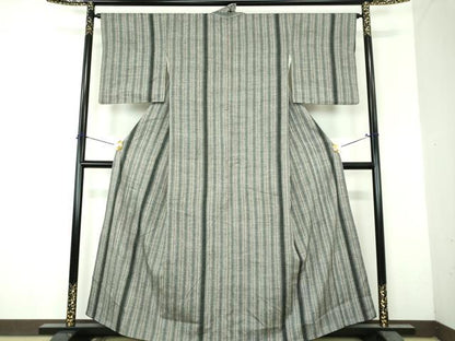 平和屋着物●結城紬　80亀甲　間道　正絹　逸品　DABH9868ps