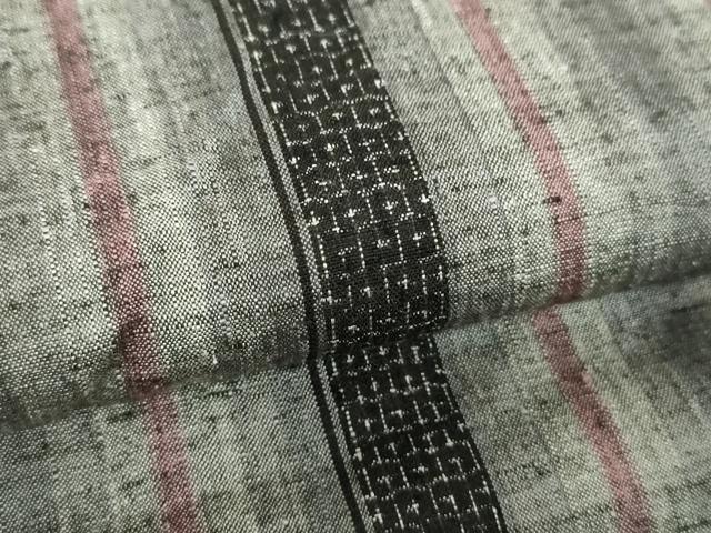 平和屋着物●結城紬　80亀甲　間道　正絹　逸品　DABH9868ps